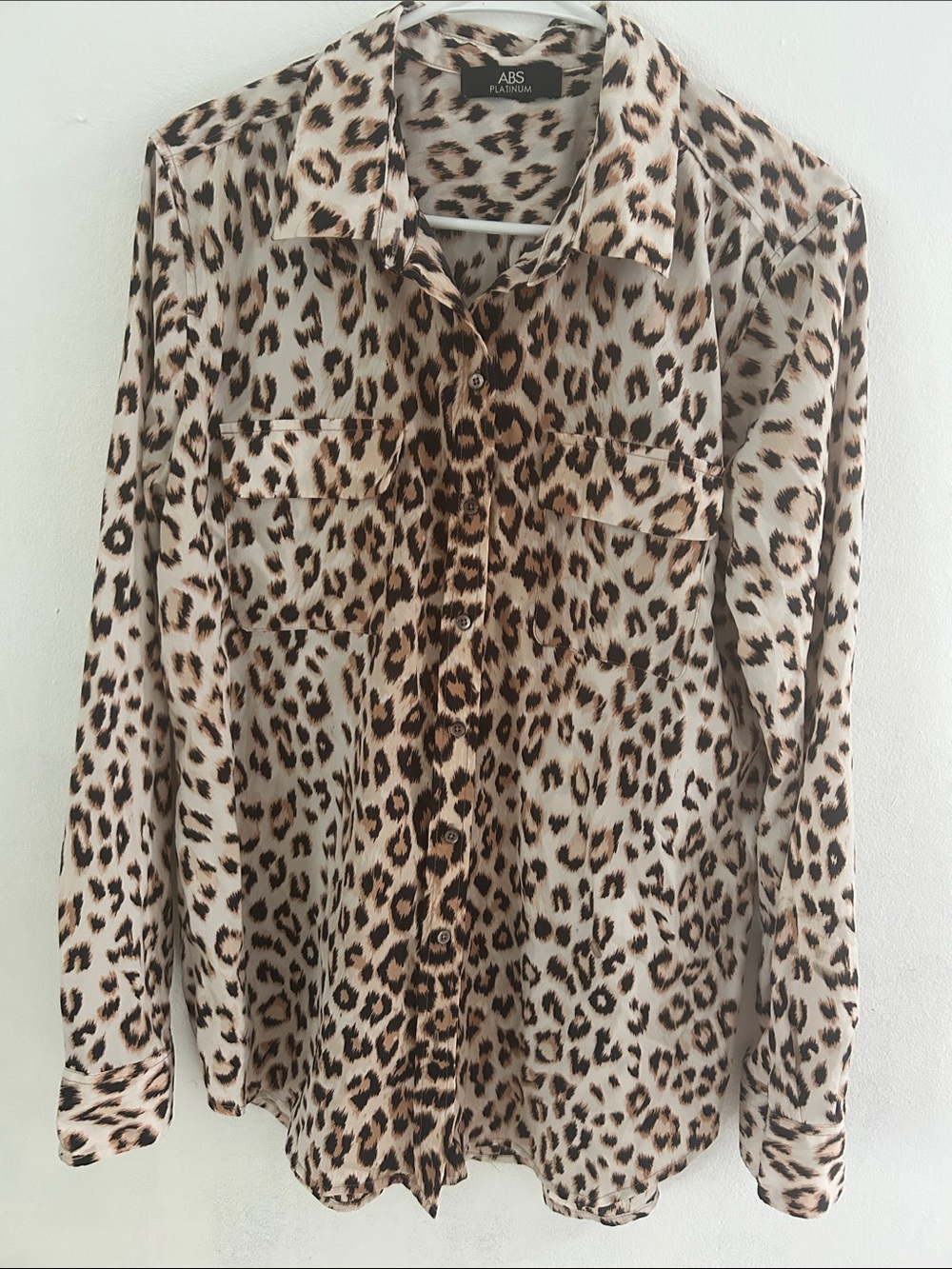 Abs Platinum Leopard Print Button-Down Shirt - Beige and Brown